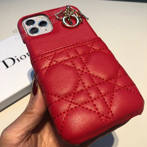 Dior手機套 迪奧插卡手機殼 戴妃格帶五金吊墜 Dior蘋果手機後套 零錢包  mmk1012